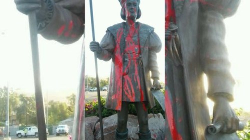 Just some of the many recently vandalized Columbus statues across the occupied territories known as 