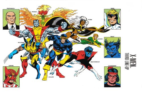 ungoliantschilde:  the X-Men Line-Ups (from the Marvel Universe Handbook) the First Line-Up was penciled by Ron Frenz. the Second Line-Up was penciled by Patrick Oliffe. the Third Line-Up was penciled by Dave Cockrum. the Fourth Line-Up was penciled by