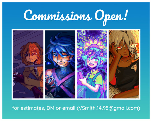 sicklyjelly:woohoo~ my commissions are open!!! ✨✨✨I’ve got FIVE slots available so please DM m