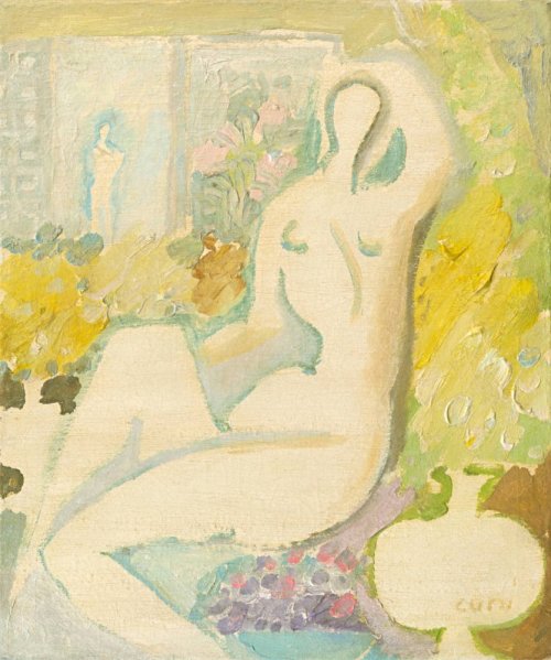 lilithsplace: Seated Nude in Interior, c. 1955 - Jose Alfonso Cuni (b. 1924) oil on canvas  | &