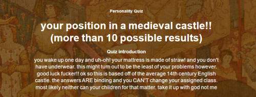 Your Position In A Medieval Castle!! (more Than 10 Possible Results) By Horacy On Uquiz
