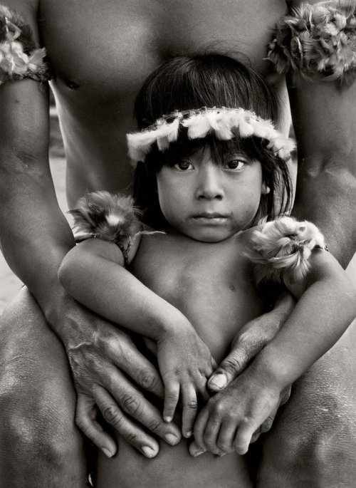 “The young son of Piraí, in his father’s arms” Awá people ph. by Sebastião Salgado.
