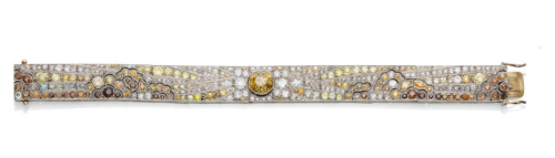 Art Deco diamond and colored diamond sun and clouds bracelet, c. 1925-1930 (at Bonhams)