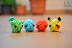 pixalry:   Pokemon Starter Amigurumi - Created by Miss Bajo  Available for sale at her Etsy Shop. 