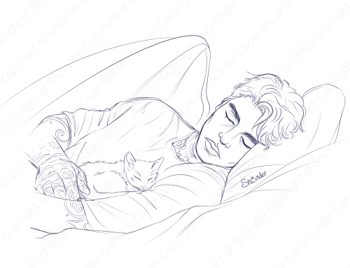 illyrianbeauty: sncinder: Azriel napping with a tiny KITTEN (we called him Shadow)UwUI liked th