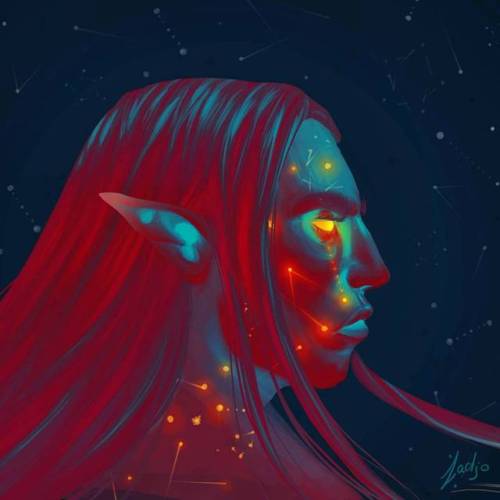 Vespera Borealis. #art #digitalart #painting #constellation #borealis #color #elf #profile #illustra