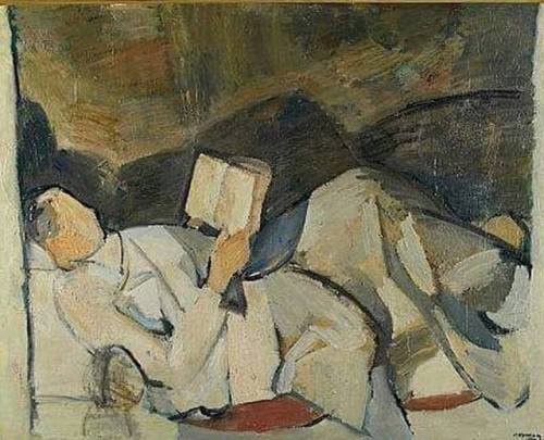 Bedtime reader   -     Olle Nyman ,  1949Swedish, 1909-1999Oil on canvas,72 x 90 cm (28.3 x 35.4 in)