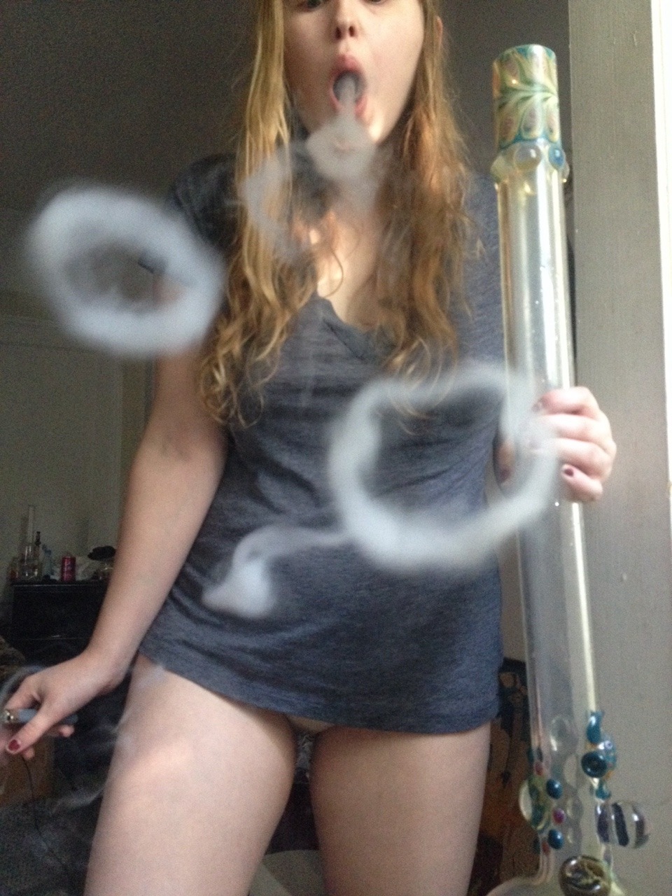 interplanetaryconnections:  I love how the ring looks coming out of my mouth. This