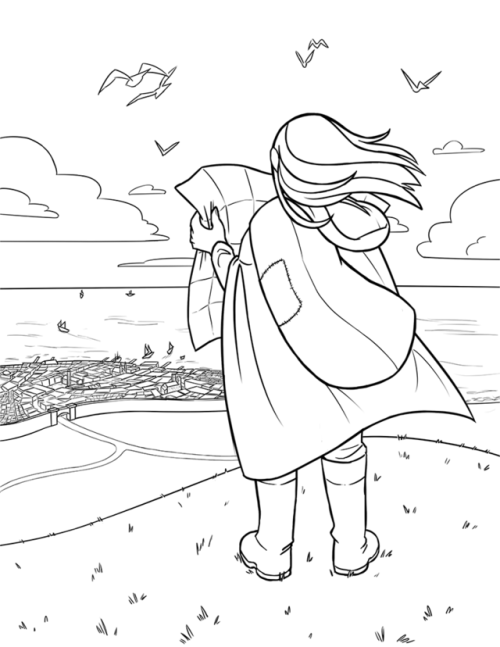 did a colouring book page for schoo!  i want to get better at drawing environments