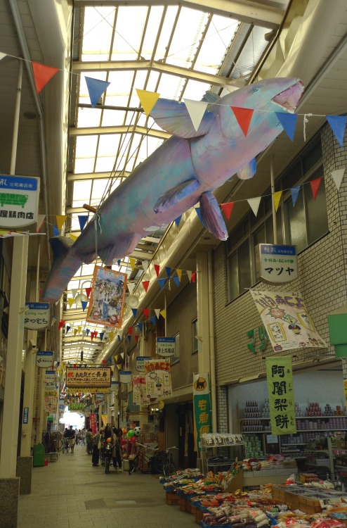 Masugata shopping street 桝形商店街 (1) was made famous by Kyoto Animations Tamako Market. It is one of m