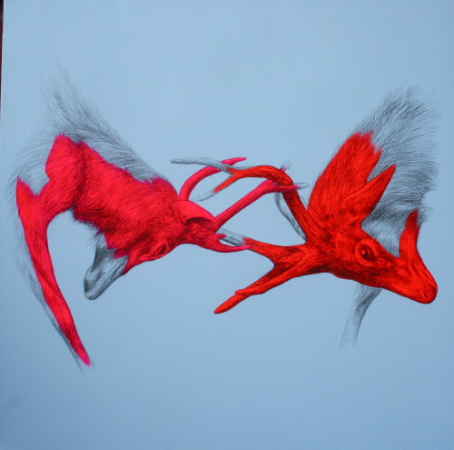 louisemcnaught:  New pieces available soon! Spray paint, pencil and acrylic on canvas (2015)