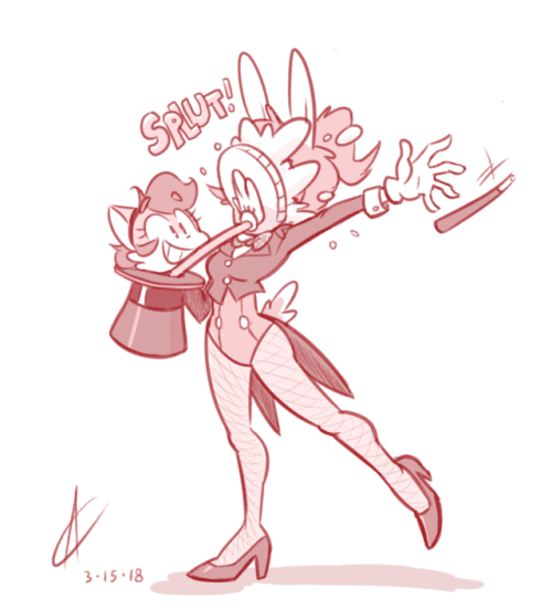 More art from earlier this month!The rabbit getting pied is Pyanny and she belongs to @pyanny-yan . 