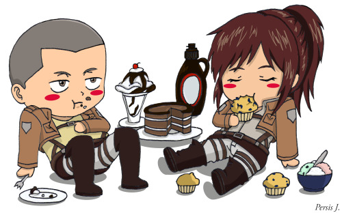 For The Heck Of It, I Drew Chibi Connie Springer And Sasha Braus Eating Junk Food. I Often See Them Eating