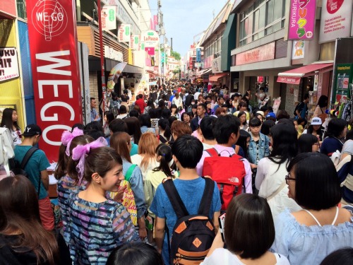 Golden Week crowds on Takeshita Dori in Harajuku.