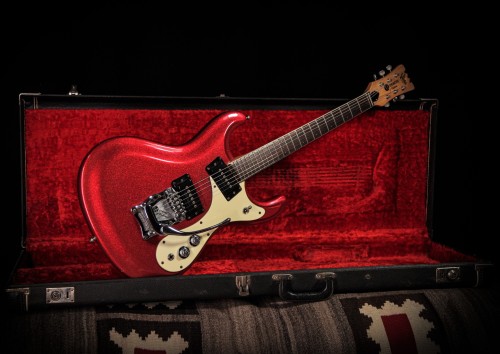  1966 Mosrite Ventures Model in Red Sparkle from:  www.rumbleseatmusic.com/ 