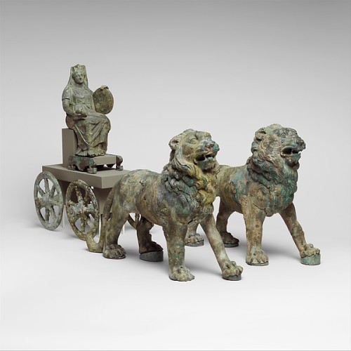 aeschylated:Bronze statuette of Cybele on a cart drawn by lions (via The Met) 2nd half of 2nd centur