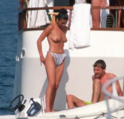 toplessbeachcelebs:  Catherine Zeta-Jones (Actress) topless on a yacht in the French Riviera (1992)