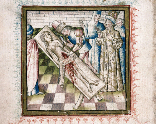 Nero watching the dissection of Agrippina Georges Chastellain, Miroir de Mort, France 1470.Carpentra