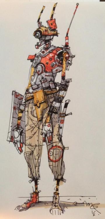 mechaddiction:First robodude for a while. And I found my markers! pic.twitter.com/thSYwnsYSm #mecha 