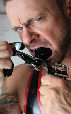 do-not-open-til-christmas: leatherman75011: If you want something done right, you have to do it yourself. You don’t want to gag me? So I’ll gag myself… But it makes me angry. Really! 😜 