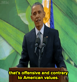 micdotcom:  theladyofsummer:  houstonforbernie:  wehateyou-pleasedie:  micdotcom:  Watch: President Obama calls out Republicans for their refugee hypocrisy — and then drops the mic by tying it to the debates.   man LISTEN  Most presidents enter a “lame
