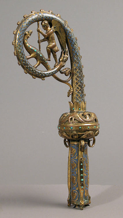 Head of a Crosier with Saint Michael Slaying the Dragon1220-1230. Limoges, France. The crosier is th