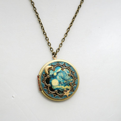 wickedclothes: Starry Night Locket Keep the famous painting done by Van Gogh closer to your heart th