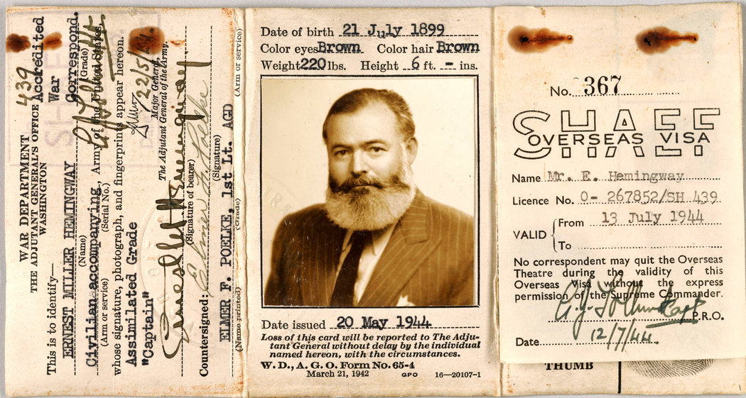 “Ernest Hemingway was not only a commanding figure in 20th-century literature, but he was also a pack rat. He saved even his old passports and used bullfight tickets, leaving behind one of the longest paper trails of any author.”
The New York Times...