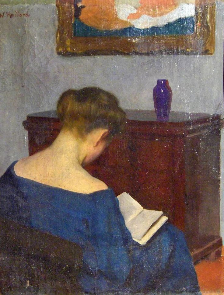 Lesende Frau. Willi Maillard (German, 1879-1945).
Maillard studied painting at the Kunstakademie Berlin, where he took over in 1899 as lecturer and was appointed later as professor of painting. He painted mainly portraits, landscapes and still lifes....