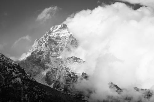 The Grand emerging from the clouds after a snowstorm, Grand Teton National Park. November, 2020.