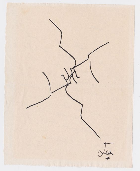 topcat77:  Jean Cocteau  Mon James, il y a en lutte, c. 1951  Ink on paper 