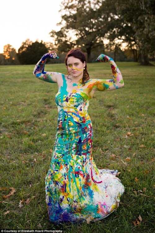 armydvm:  “The moment the first bit of paint hit my dress I was free.” Shelby’s fiancée backed out of their wedding plans right before their big day. To celebrate the start of a new chapter in her life, Shelby did a ‘trash the dress’ photoshoot.