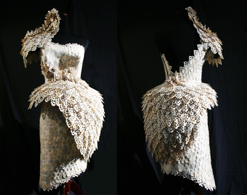 Dresses made from the pages of romance novels, 2016.