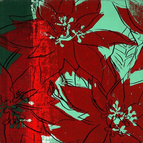 sugarmeows:Poinsettias (silkscreen ink on canvas, 1982) – Andy Warhol (American, 1928–87
