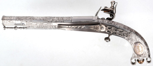 Handmade replica of a flintlock Scottish pistol, maker unknown.