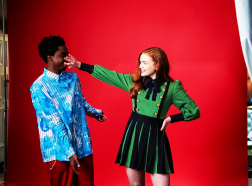 strangerthingscast: Caleb McLaughlin and Sadie Sink photographed BTS of Stranger Things Season 3 Pre