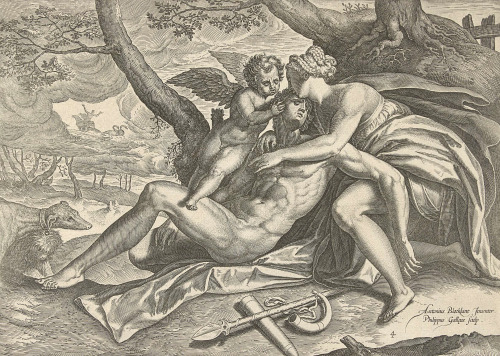 Venus Lamenting the Death of AdonisPhilip Galle (Flemish; 1537–1612) after Anthonie Blocklandt (Dutc