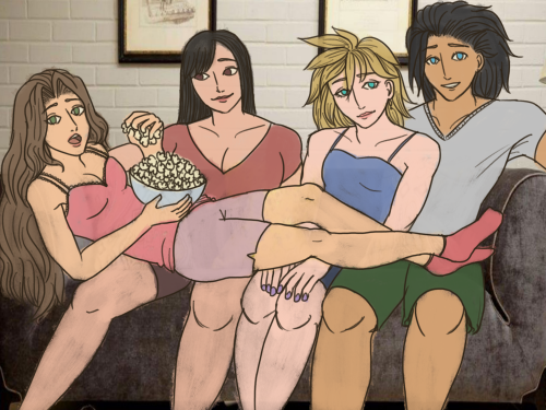 movie night with the ot4(and also cloud is trans ) 