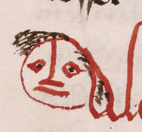 Inhabited initial, fol. 241r, Ms. Codex 1077. In my head I’ve named this one Pagliacci.Manuscr