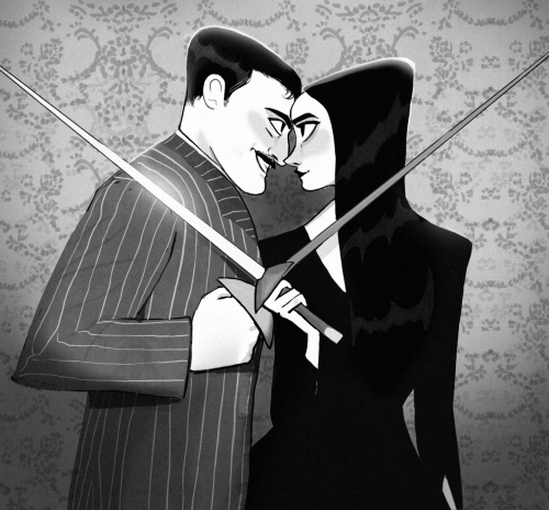 salubrious-sybarite:  debbie-sketch:  Gomez &amp; Morticia, forever goals ♥   