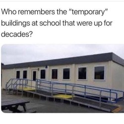 topographicocean:  izzetseer: angelbabyspice: …what??? this is a universal experience because education is chronically underfunded across the world  Ah, good ol portables  More like mismanaged. Schools actually get a lot of money. They usually just