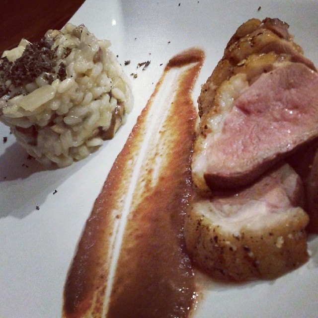 seared duck breast, cherry mustard, truffle mushroom risotto… #truffleweek