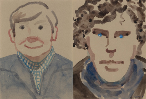 cumberbatchweb: Martin Freeman and Benedict Cumberbatch as painted by the mighty Una Stubbs They&rsq