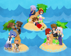 venacoeurva: Part 2 of the trios on the islands! There’s 2 versions for the Destiny trio considering how they have more than one set of outfits and whatnot. Other two can be found here: X Destiny trio (KH1): X Destiny trio (KH2): X Wayfinder Trio: X