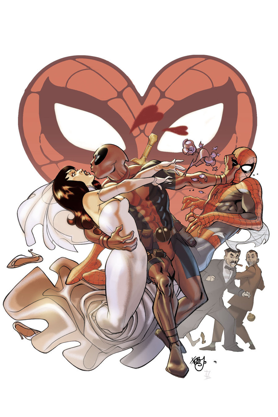 superspacechick:  westcoastavengers:  Deadpool Ruins Spidey’s Wedding by Pasqual