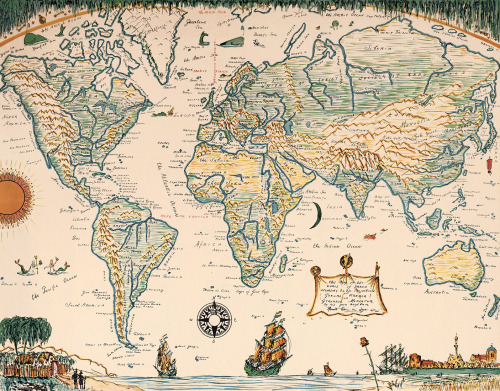 mapsdesign: World map by Hendrik Willem Van Loom (Copyright 1932)More about Maps and Data visualizat