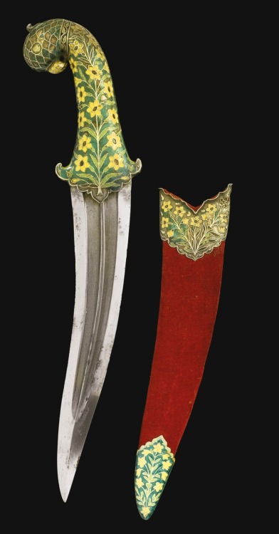 Mughal enamelled dagger and scabbardIndia, 17th Century