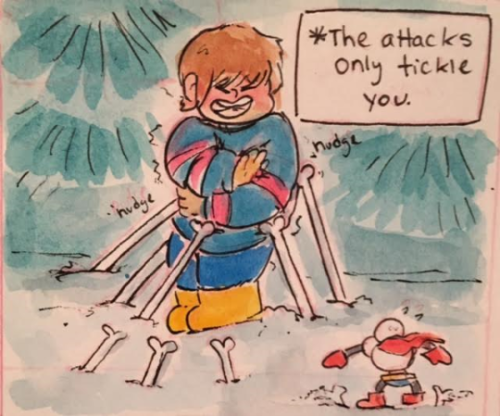 Tiny Pap Meets “giant” Frisk! :) For Friday’s Fluff! 