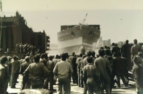 puzmak:  Launching of Koper Express, Uljanik shipyard, Pula, SFRJ, 1987.