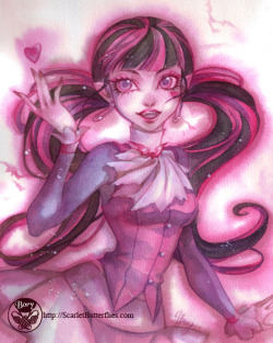 einfrost:  Commission work ( Draculaura from Monster High )I’m using a low quality scanner until I can buy a good new one, I’m still undecided about which one I should buy &gt;_&lt; Oh and the will be a promotion code soon for my Storenvy shop since